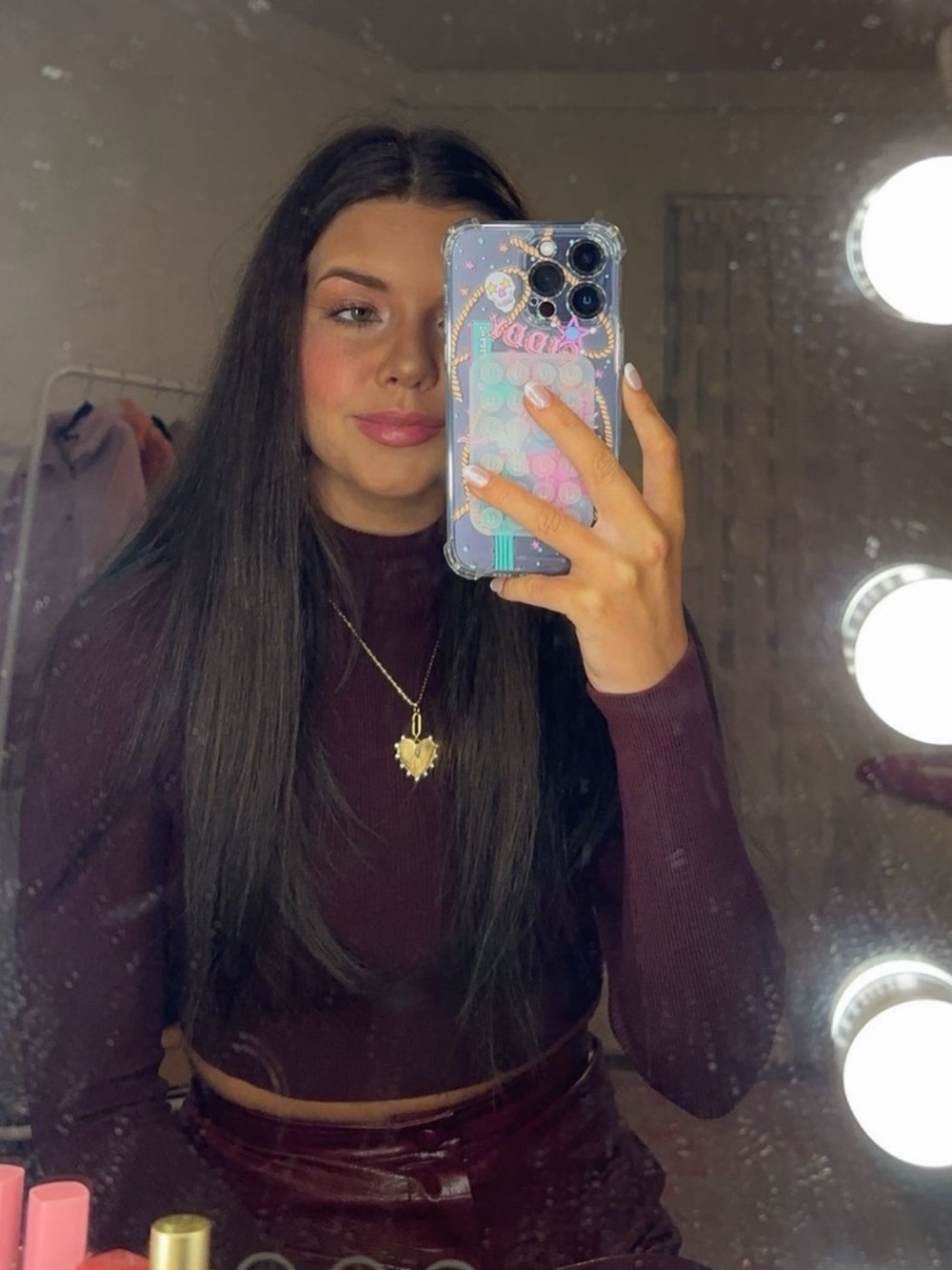 NBD Burgundy Mock Neck Crop Top Sweater
